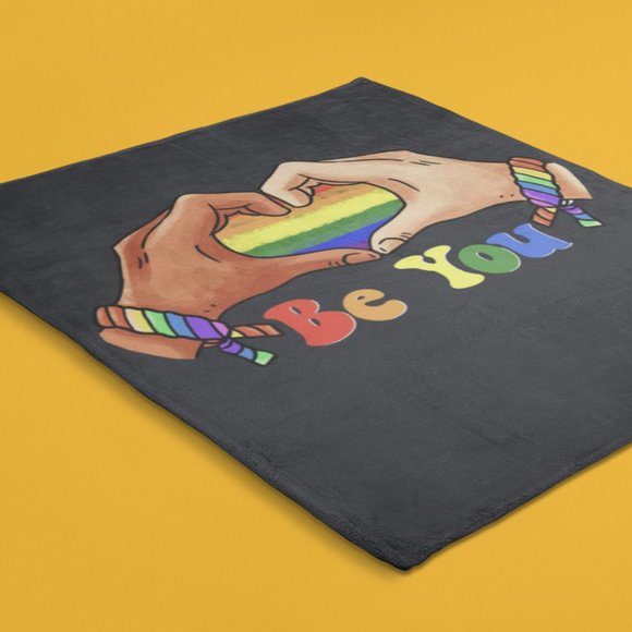 Gay Pride Blanket: LGBT Rainbow Flag Heart Unity | Cozy and Stylish Decor - Picture 1 of 5